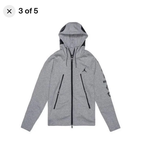NIKE AIR JORDAN SWEATSHIRT FULL ZIP HOODIE GREY SZ M JACKET - Picture 3 of 13
